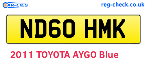 ND60HMK are the vehicle registration plates.