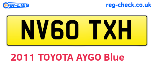 NV60TXH are the vehicle registration plates.