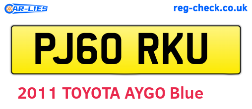 PJ60RKU are the vehicle registration plates.
