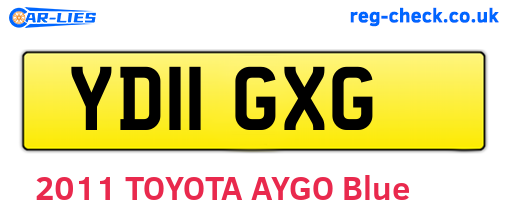 YD11GXG are the vehicle registration plates.