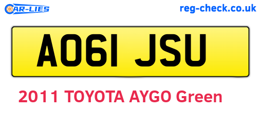 AO61JSU are the vehicle registration plates.
