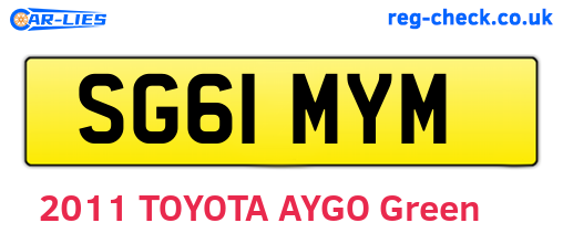 SG61MYM are the vehicle registration plates.