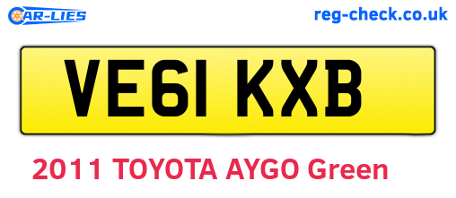 VE61KXB are the vehicle registration plates.