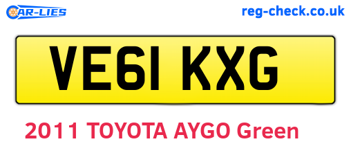 VE61KXG are the vehicle registration plates.