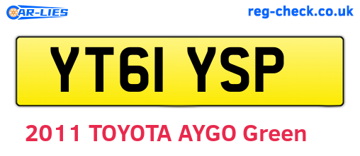 YT61YSP are the vehicle registration plates.