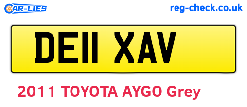 DE11XAV are the vehicle registration plates.