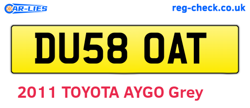 DU58OAT are the vehicle registration plates.
