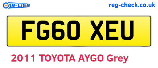 FG60XEU are the vehicle registration plates.