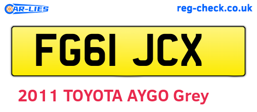 FG61JCX are the vehicle registration plates.