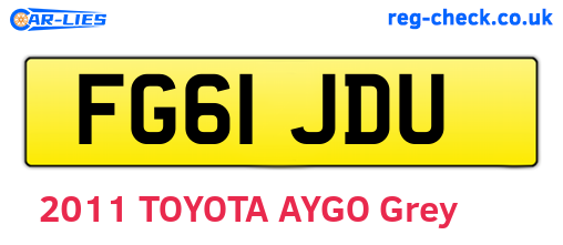 FG61JDU are the vehicle registration plates.