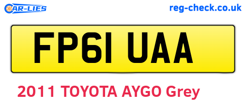 FP61UAA are the vehicle registration plates.