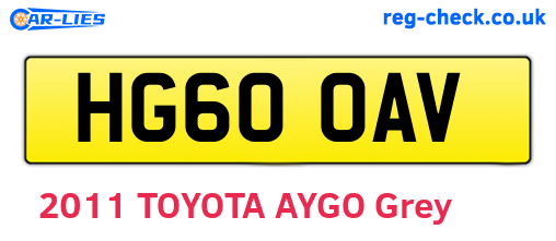 HG60OAV are the vehicle registration plates.