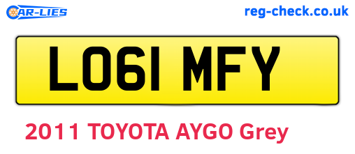LO61MFY are the vehicle registration plates.