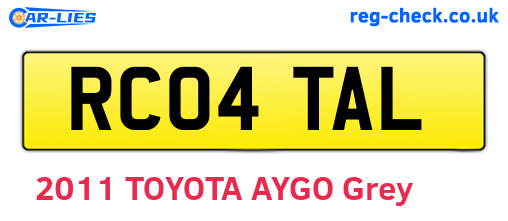 RC04TAL are the vehicle registration plates.