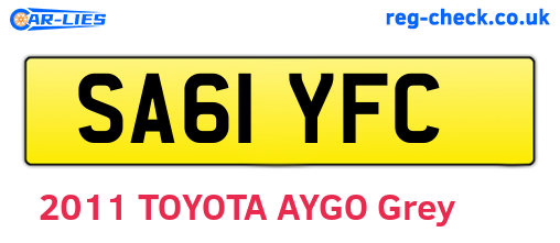 SA61YFC are the vehicle registration plates.