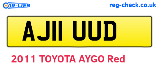 AJ11UUD are the vehicle registration plates.