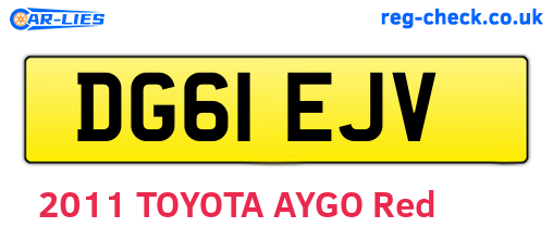 DG61EJV are the vehicle registration plates.