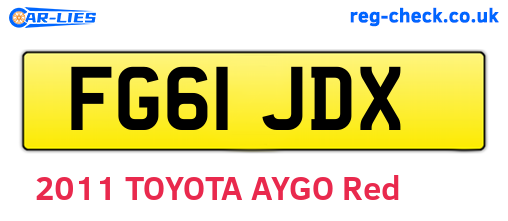 FG61JDX are the vehicle registration plates.