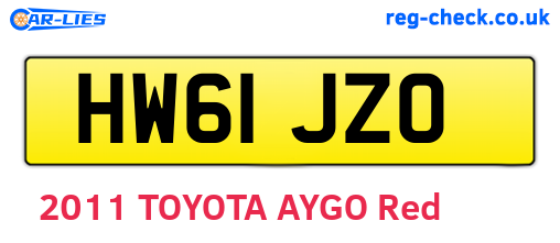 HW61JZO are the vehicle registration plates.