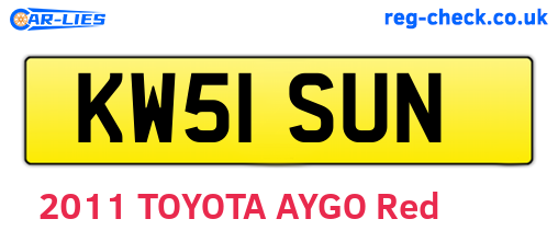 KW51SUN are the vehicle registration plates.