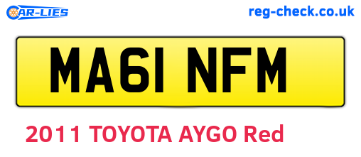 MA61NFM are the vehicle registration plates.