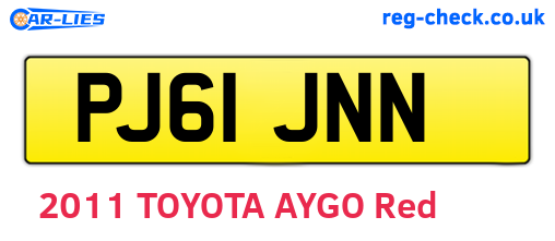 PJ61JNN are the vehicle registration plates.