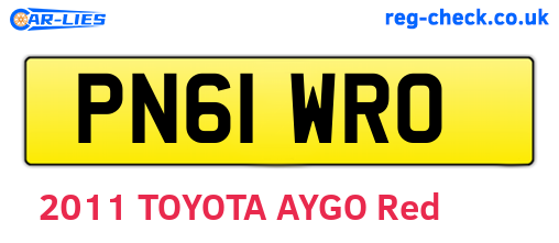 PN61WRO are the vehicle registration plates.