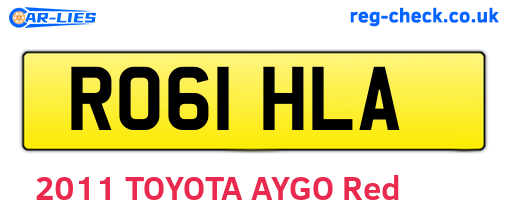 RO61HLA are the vehicle registration plates.