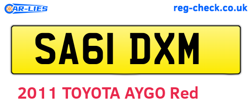 SA61DXM are the vehicle registration plates.