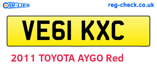 VE61KXC are the vehicle registration plates.