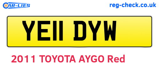 YE11DYW are the vehicle registration plates.