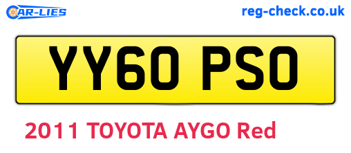 YY60PSO are the vehicle registration plates.