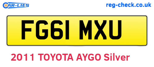 FG61MXU are the vehicle registration plates.