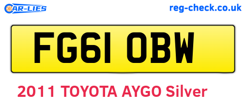 FG61OBW are the vehicle registration plates.