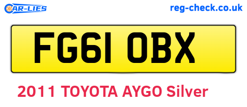 FG61OBX are the vehicle registration plates.