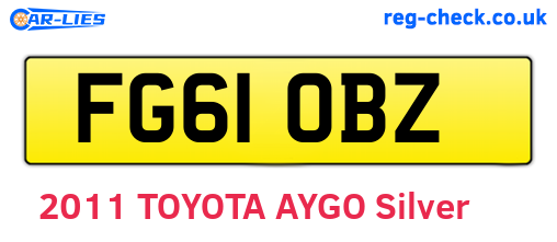 FG61OBZ are the vehicle registration plates.
