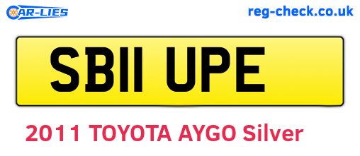 SB11UPE are the vehicle registration plates.