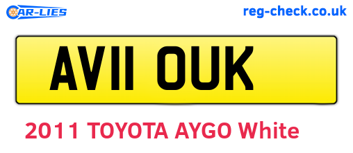 AV11OUK are the vehicle registration plates.