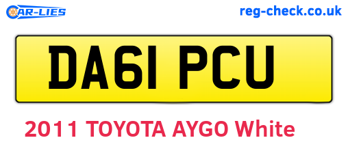 DA61PCU are the vehicle registration plates.
