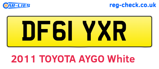 DF61YXR are the vehicle registration plates.