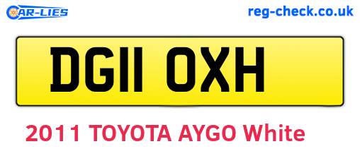 DG11OXH are the vehicle registration plates.
