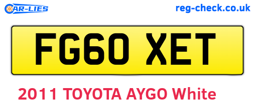 FG60XET are the vehicle registration plates.