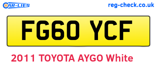 FG60YCF are the vehicle registration plates.