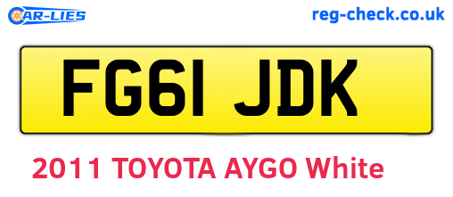 FG61JDK are the vehicle registration plates.
