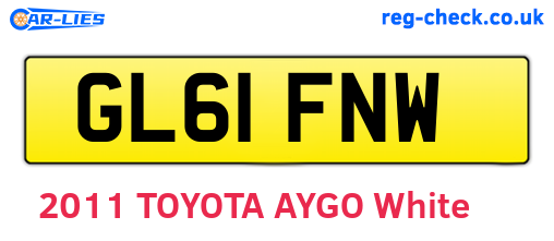 GL61FNW are the vehicle registration plates.