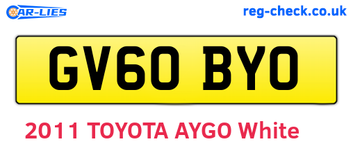 GV60BYO are the vehicle registration plates.