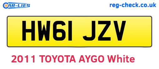 HW61JZV are the vehicle registration plates.
