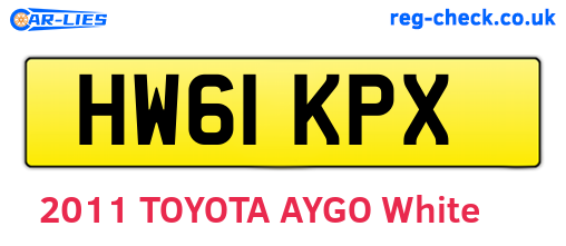 HW61KPX are the vehicle registration plates.
