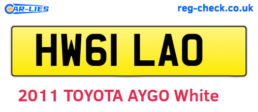 HW61LAO are the vehicle registration plates.