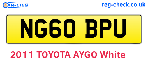 NG60BPU are the vehicle registration plates.